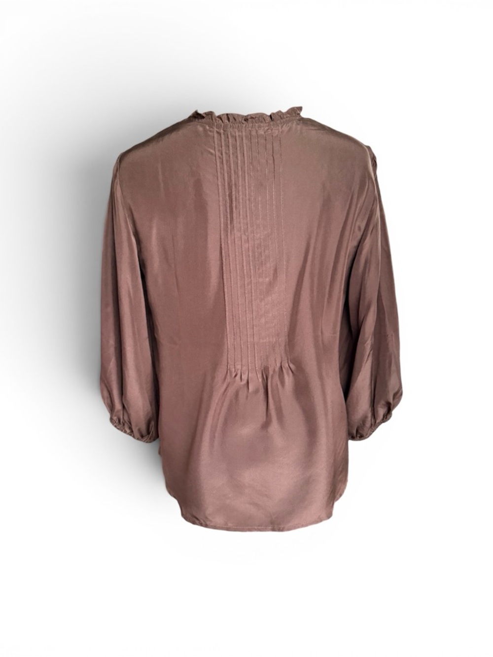 Garnet Hill Chocolate Brown Pintuck Peasant Blouse - Picture 10 of 14